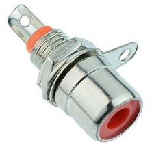 Red RCA Panel Mount Socket Audio Connector Nickel Plated