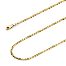 Wellingsale 14k Yellow OR White Gold Solid 1.7mm Wheat Chain Necklace