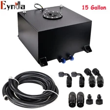 15Gallon Coated Aluminum Fuel Cell Gas Tank+Cap+Level Sender+Steel Fuel Line Kit