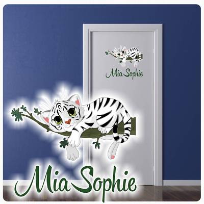 Türaufkleber Tiger Katze Name Wunschname Digitaldruck Wandtattoo Türtattoo DT076