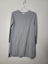 Pure Jill Gray Knit Long Sleeve Tunic Sweater Dress Block Pockets Small