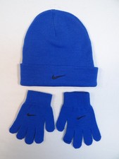 Nike Royal Blue Cuff Knit Beanie  Knit Stretch Gloves Youth Boy's 8-20 NWT