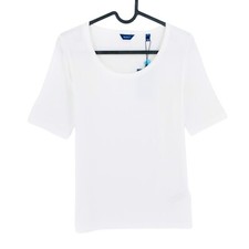 Image of GANT White 1x1 Rib Round Neck T Shirt Size M