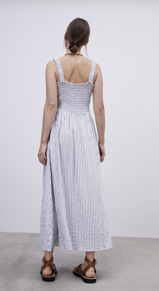 blue and white striped dress zara Zara Blue/White Long Striped Dress Size S BNWT #lx