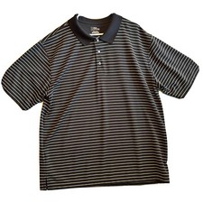 Men's PGA TOUR Golf Polo Shirt Rugby Business Casual Black Gold Stripe XXL