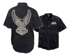 99002-14VM Camicia manica corta originale Harley Davidson uomo nera aquila S