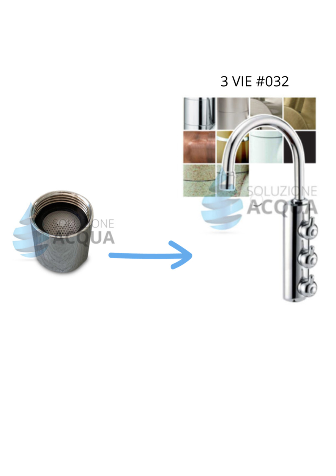 Rompigetto M16x1 con Ghiera per Acqua Filtrata - Ricambio Rubinetti 3 Vie
