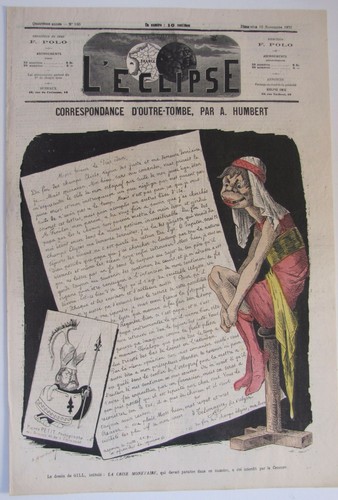 Correspondance D'Outre-Tombe - Caricature Humbert - Gravure de presse 1871 - Imagen 2 de 2