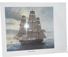 USS OHIO NAVAL Art Print Warship Chas Lundgren Embossed 50 State Ship