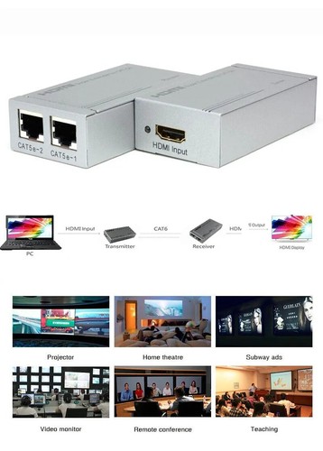 HDMI Extender über Dual Cat5e/6 Kabel bis zu 50M HDMI Ethernet Extender mit POC  - Bild 2 von 7