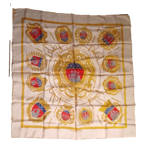 Vintage Authentic HERMES Les triples de Paris Crest scarf CARRE 45 Silk - Picture 5 of 9