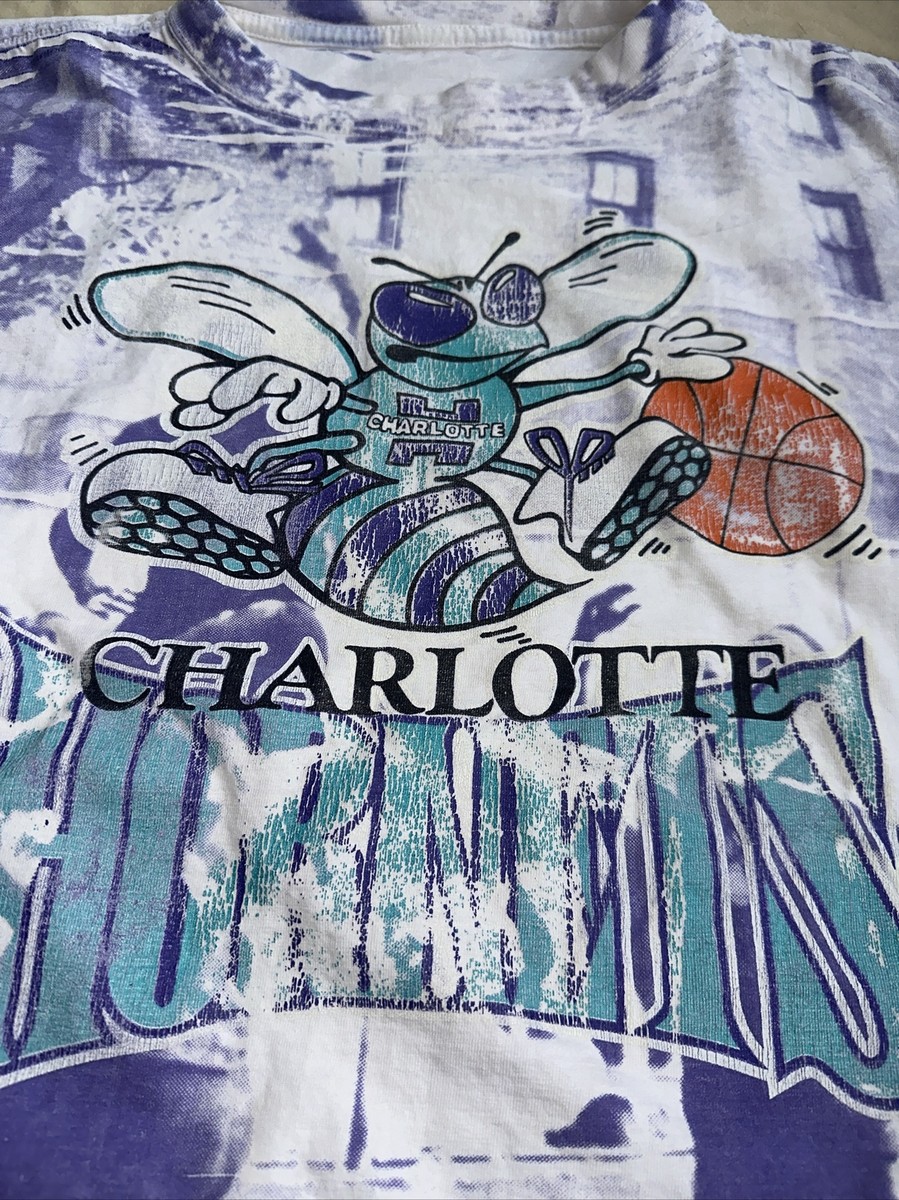 Vintage Charlotte Hornets All Over Print T - Shirt Men's 90s