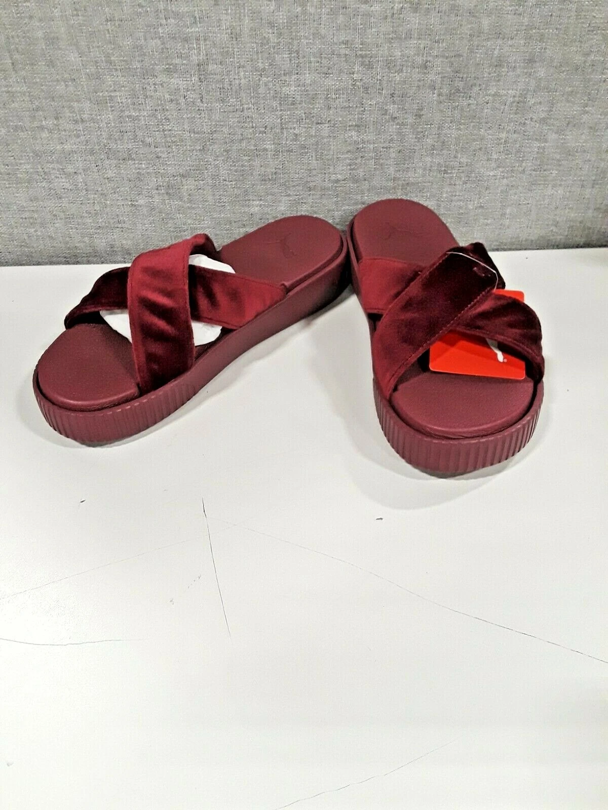 Sandali donna PUMA plateau slide velluto zinfandel marrone taglia 9 5