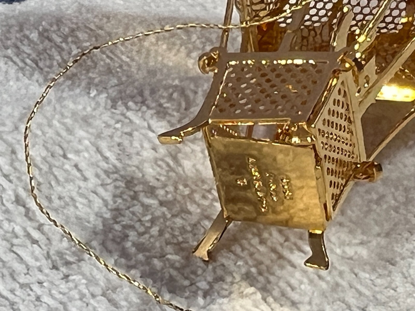 Christmas ornament Danbury mint brass 1989 bear hot air balloon MAX7981