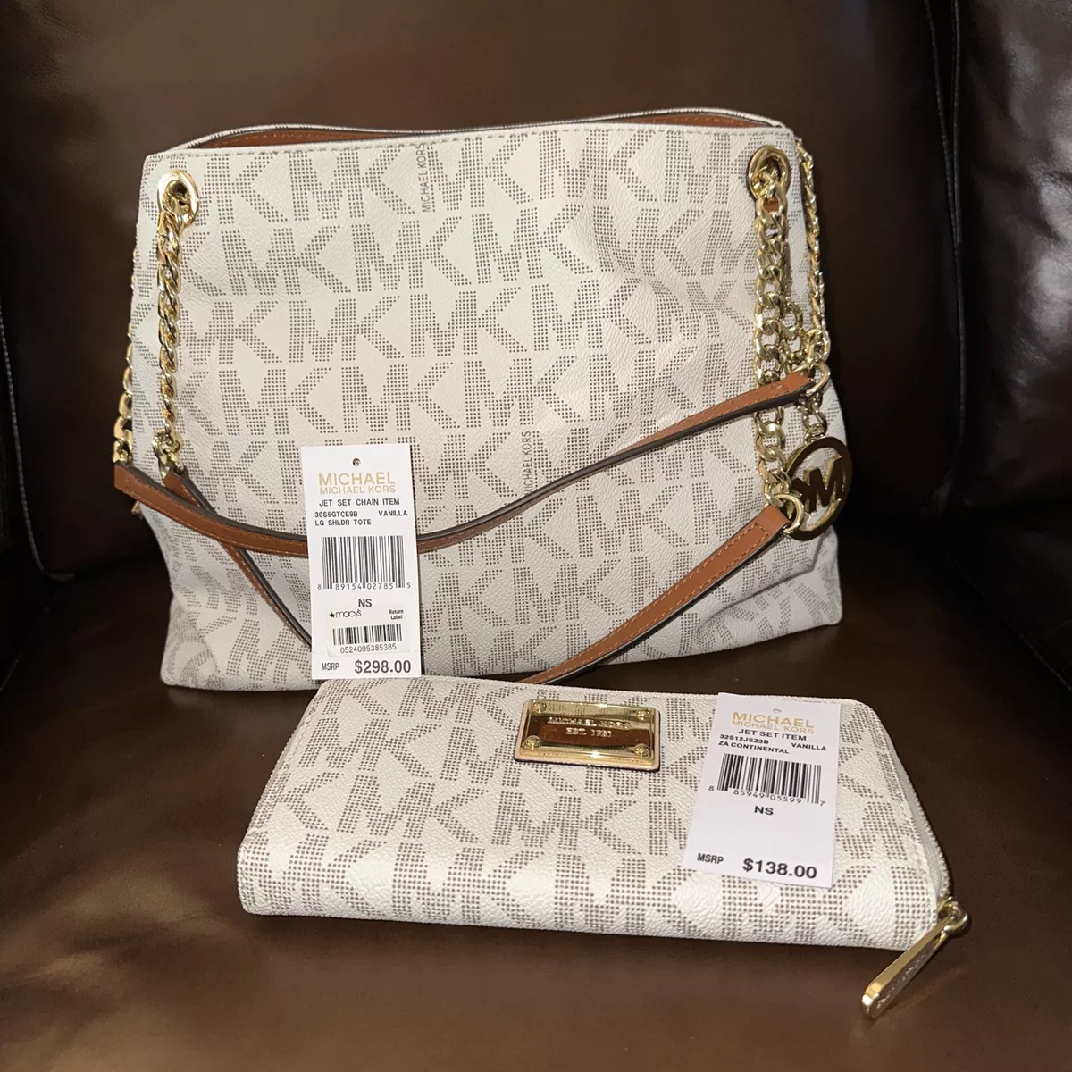 Womens Michael Kors Jet Set Large Chain Shoulder Tote Purse Bag