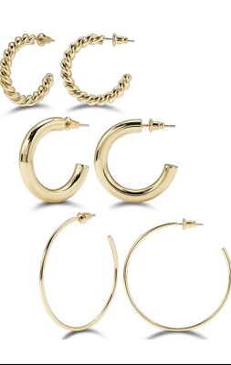 hoops gold earrings for women medium, gold hoops small thick, large lightweight