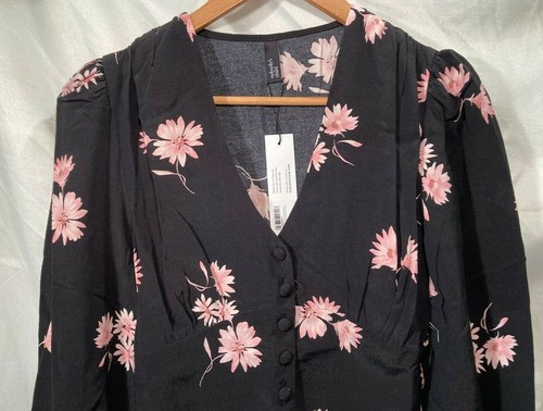 Nobodys Child Womens Pink & Black Floral Hallie Mini Dress Size UK 6 - Picture 3 of 12