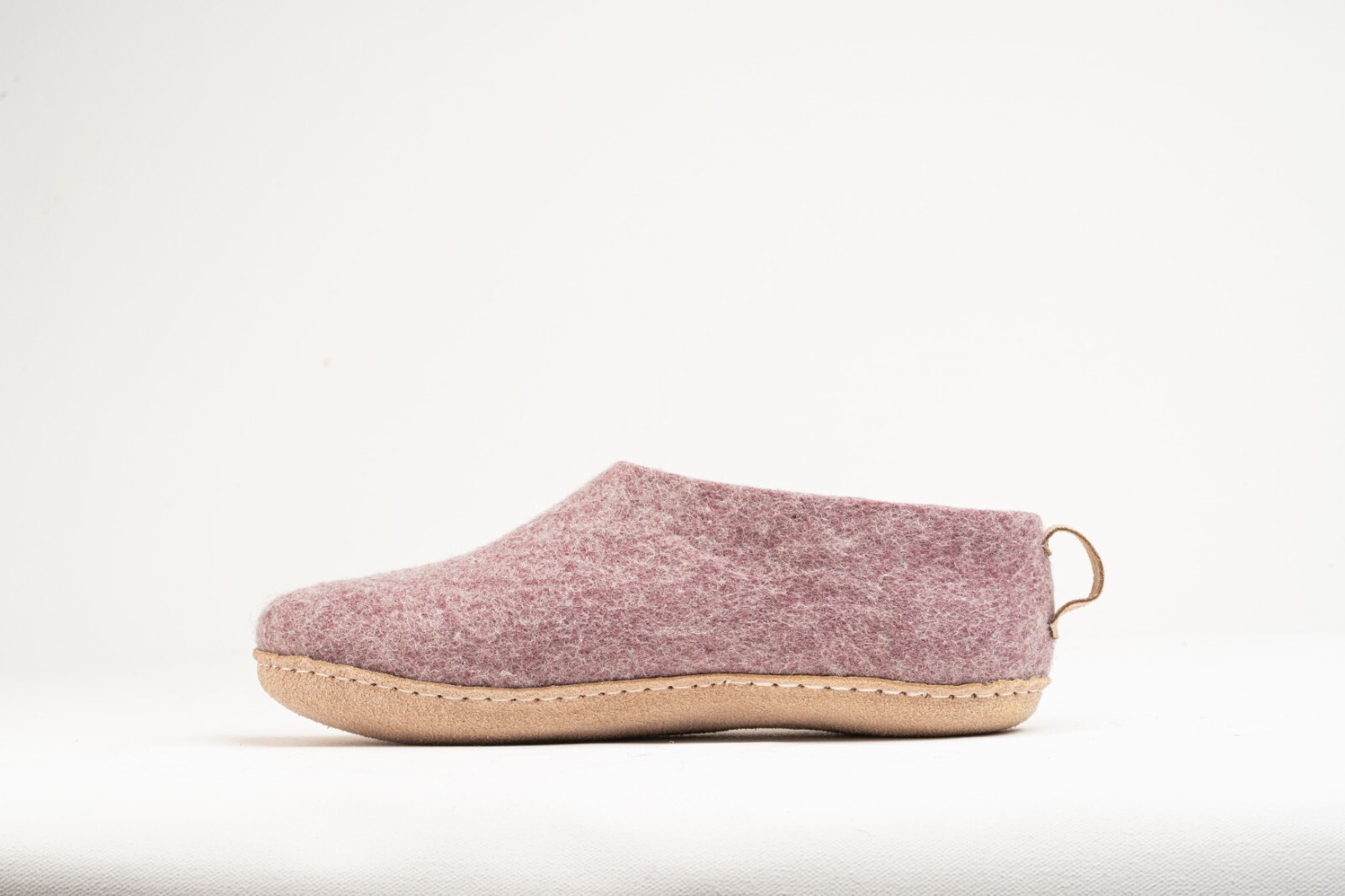 SAOLA Scarpe da interno lavanda con suola in pelle Pantofole in lana fatte a mano per comfort