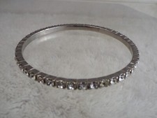 Silvertone Rhinestone Bangle Bracelet D5 