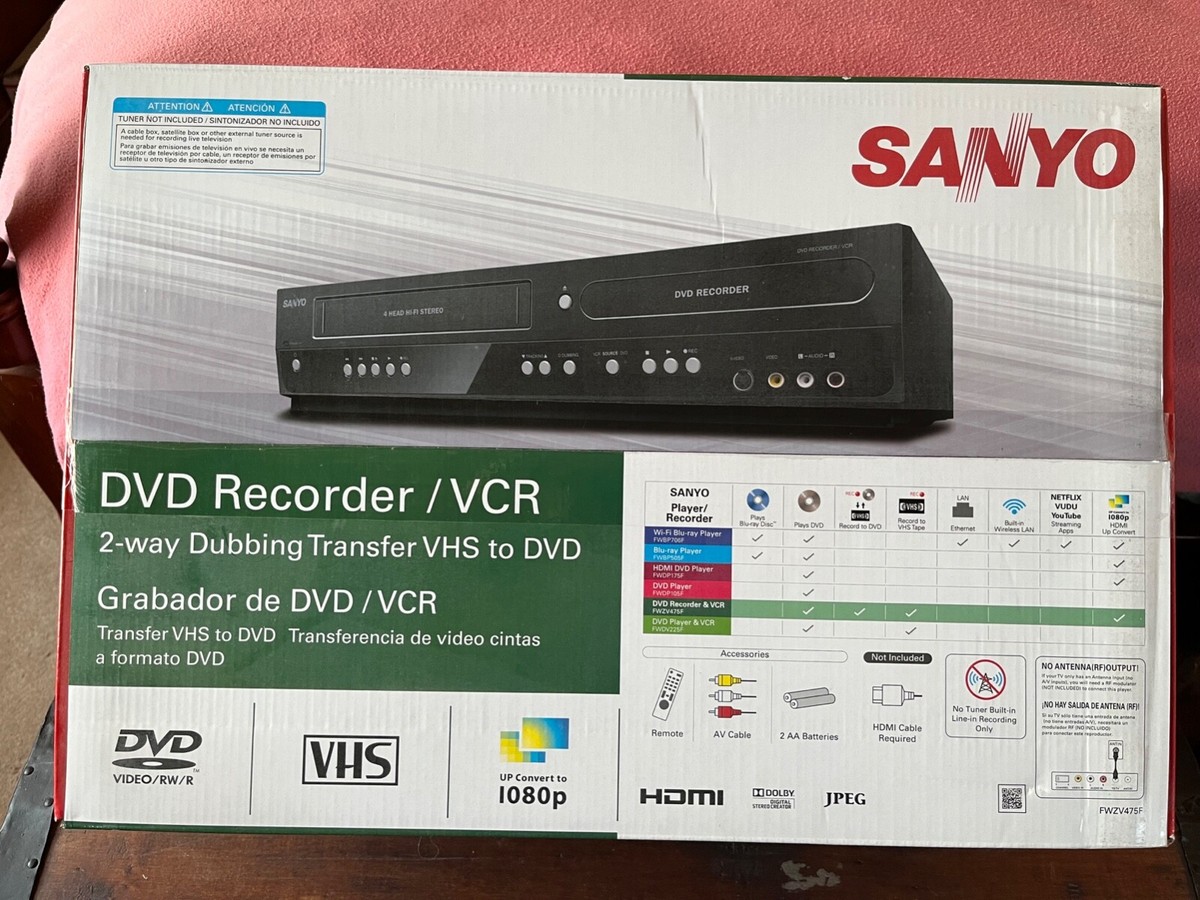SANYO Funai FWZV475F DVD/VCR Combo Recorder VHS to DVD/TV to