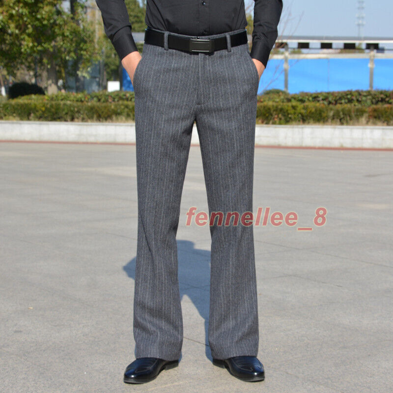 Vintage Style Mens Wool Blend Bell Flared Dress Pants Vintage Style Mens Wool Blend Bell Flared Dress Pants