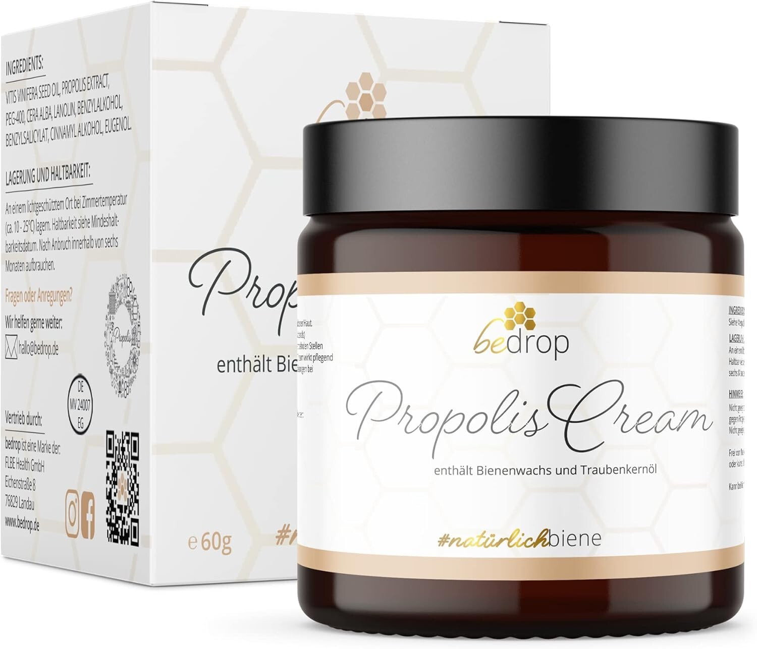 bedrop Propolis Cream bei Akne, Creme mit Bienenwachs & Traubenker
