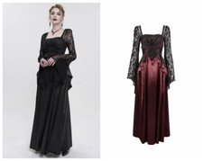 Eva Lady Wine Red Elegant Gothic Retro Lace Appliqued Long Party Long Dress
