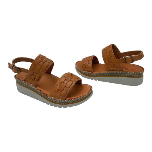 Natural Comfort Sandals Leather Tan Peep Toed Straps Sz AU 6 EU37 - Picture 4 of 10