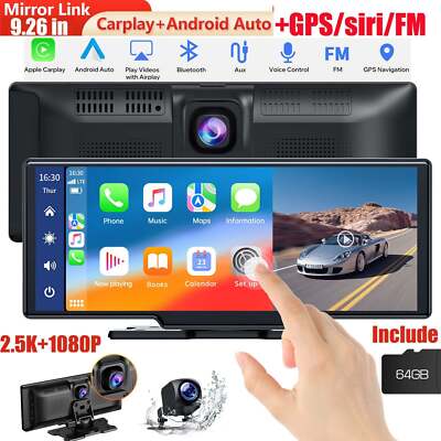 Dash Cam Car Stereo For Apple Carplay&Android Auto AirPlay +Rear  Cam UK