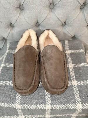 UGG Brown Suede Shearling Lined Loafer Slippers 22524620_52433039_600.jpg main image 2