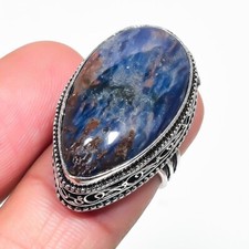 Natural Sodalite Gemstone 925 Sterling Silver Jewelry Ring Size 6 US 
