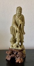 Chinese Well Carved Soupstone Figure (Liu Hai and the golden toad