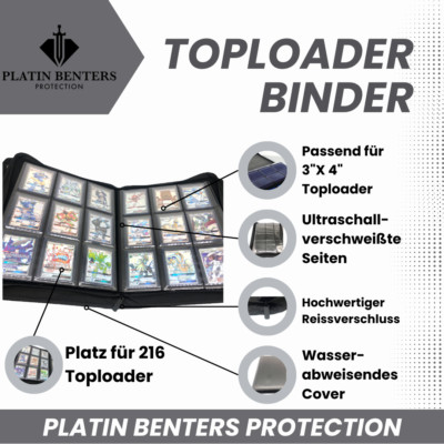 Toploader Zip Binder Sammelkarten Album Ordner Pokemon Yugioh Magic 216 Karten