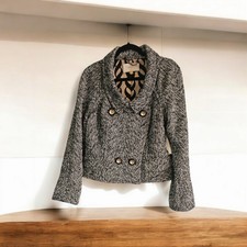 Leifsdottir Anthro Womens Short Double Breasted Jacket Sz 12 Alpaca/virgin Wool