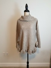 alya Marled Beige Turtleneck Sweater Knit Dress | Size Small | Long Sleeve