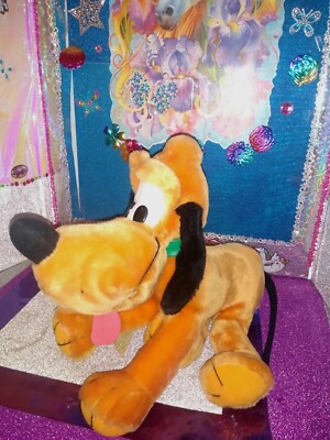 Vtg.  Applause /Disney ''Pluto'' {Dog} Yellowish Gold Color Tongue Out 16'' Plush!