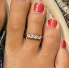 Mothers Day Gift 4 Women's 925 Silver Adjustable Toe Ring 4 Stone Vvs Moissanite
