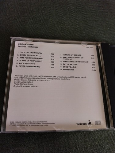 Eric Andersen Today Is The Highway CD Album Vanguard VMD 79157 - Bild 7 von 10