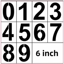 6 Inch Number Stencils Set - Reusable Plastic 6 inches by 4.4 inches, White