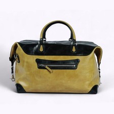 Image of Leather Genuine Duffel Bag Cabin Holdall Travel Gym Bag Vintage Luggage Weekend