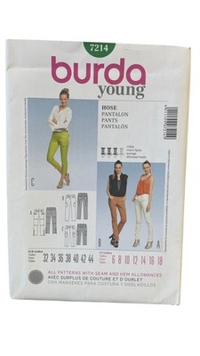 Burda 7214 Young Pants Sewing Pattern Sizes 6-18 Modern Fit
