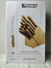 Chicago Cutlery Precision Cut 15-Piece Knife Block Set Cutlery Chef Knives Wood