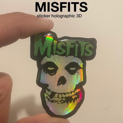 Misfits Punk Skull Inspired Holographic Sticker   3D Resin, Waterproof, Laptop,