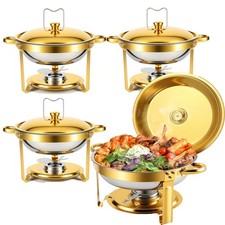 9QT 316 Stainless Steel Round Chafing Dishes for Buffet Parties 4 Pack