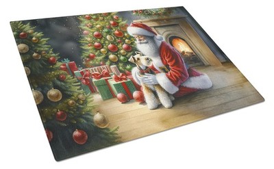 Fox Terrier and Santa Claus Glass Cutting Board Large DAC4169LCB