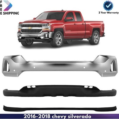 Front Bumper Chrome & Lower Valance Kit For 2016-2018 Chevy Silverado 1500