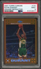 2007 TOPPS CHROME ORANGE REFRACTOR #131 KEVIN DURANT ROOKIE RC /199 PSA 9 SP SSP