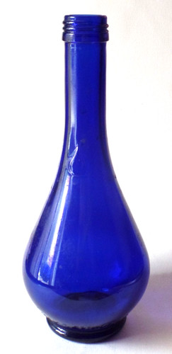 Vintage ACQUA DELLA MADONNA Clear Dark Blue Glass Bottle Made in ITALY