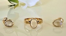 Set Ring Ohrstecker Gold 585 Mondstein 14k
