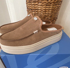 Hey Dude Austin Lift Classic Tan Suede Platform Slip-On Comfort Shoes W10